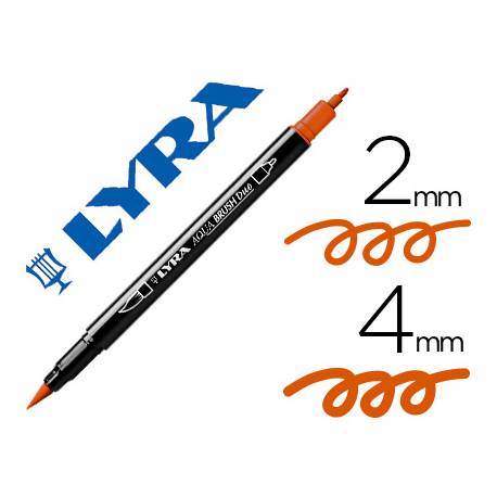 Rotulador Lyra aqua brush acuarelable doble punta fina y pincel naranja oscuro