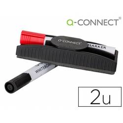 Borrador Magnetico Q-Connect para pizarra blanca + Rotulador color negro y rojo