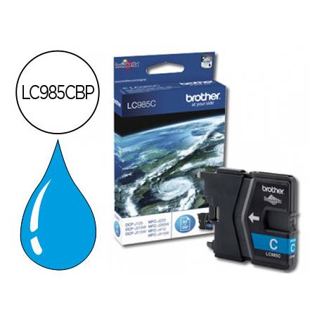 Cartucho Brother cian LC-985CBP, impresoras DCP-J125, J140W, (48848)