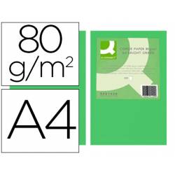 Papel color Q-connect tamaño A4 80g/m2 pack 500 hojas Verde intenso