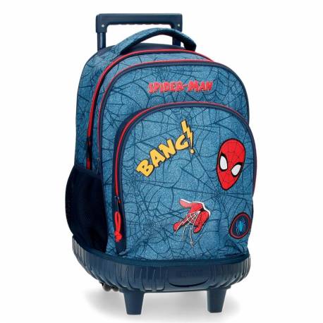 Mochila Escolar Spiderman Denim con ruedas 45x32x21cm