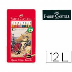 Lapices de colores Faber Castell hexagonales caja metal 12 unidades