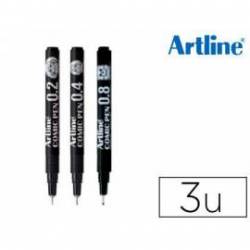 Rotulador Artline Comic Calibrado Micrometrico Color Negro Bolsa de 3 Unidades 0,2 0,4 0,8mm