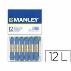 Lapices cera blanda Manley caja 12 unidades azul ultramar