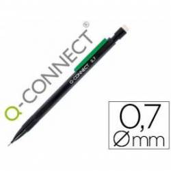 Portaminas Q-Connect trazo 0.7 mm color negro con clip verde y 3 minas