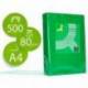 Papel color Q-connect tamaño A4 80g/m2 pack 500 hojas Verde intenso