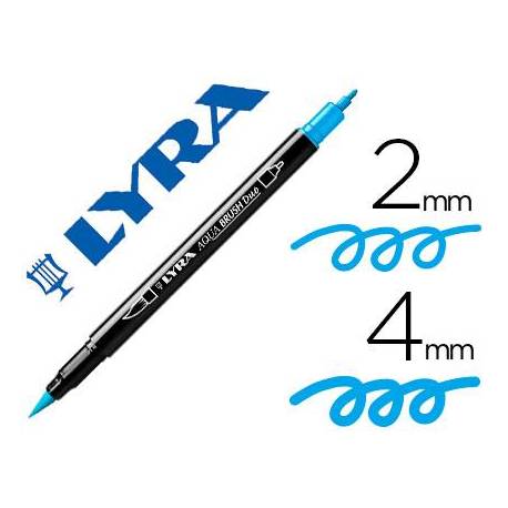 Rotulador Lyra aqua brush acuarelable doble punta fina y pincel azul claro