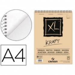 Bloc Dibujo Kraft Canson XL DIN A4 Verdujado Microperforado Espiral Rayado