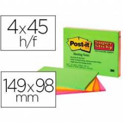 Bloc Quita y Pon Post-It ® Super Sticky 149X98 mm Colores Neon XXL