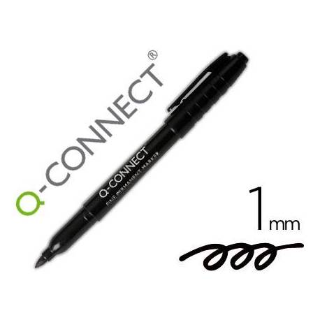 Rotulador Q-Connect permanente color negro para CD/DVD de punta redondeada 1mm