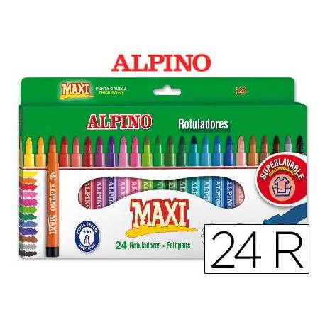 Rotulador Alpino Maxi punta gruesa lavable caja de 24 rotuladores