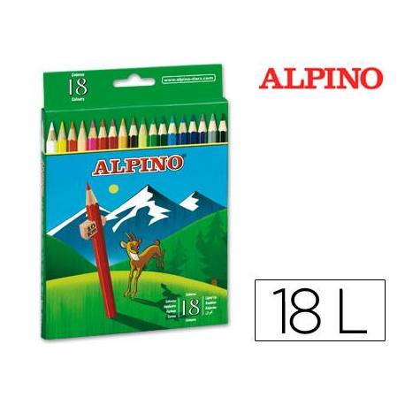 Lapices de Colores Alpino Hexagonales Caja 18 lapices largos