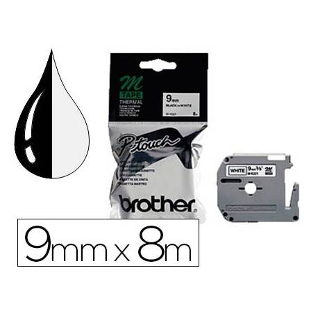 Cintas Brother MK-221BZ 9mm (ancho) x 8m (largo) negro/blanco