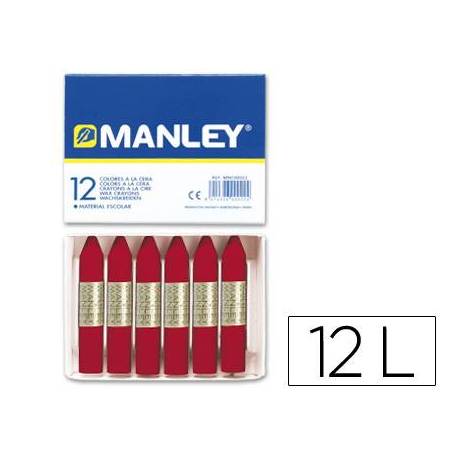 Lapices cera blanda Manley caja 12 unidades carmin permanente