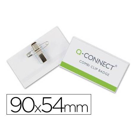 Identificadores Q-Connect con Imperdible y Pinza en PVC 9x5,4 cm