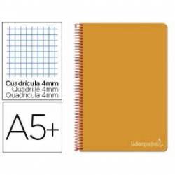 Cuaderno espiral Liderpapel Witty Tamaño A5+ Tapa dura 80 hojas Cuadricula 4mm 75 g/m2 Naranja Con margen