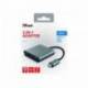 ADAPTADOR TRUST DALYX 3 EN 1 MULTIPUERTO USB-C / USB-A USB-C HDMI 2.0 COLOR ALUMINIO