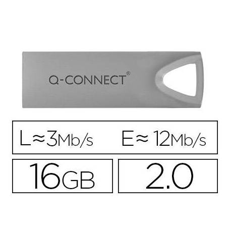 Memoria usb 16 Gb Q-CONNECT 2.0 Flash Premium Plateado