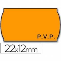 Rollo Etiquetas adhesivas marca Meto PVP removibles naranja 22 x 12