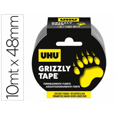 CINTA ADHESIVA UHU AMERICANA GRIZZLY TAPE ULTRAFUERTE COLOR PLATA 10 MT X 48 MM