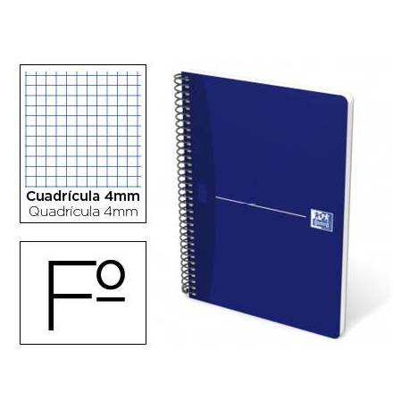 Cuaderno espiral Oxford Essentials Folio Cuadricula 4mm 80 hojas Tapa blanda en Color Azul