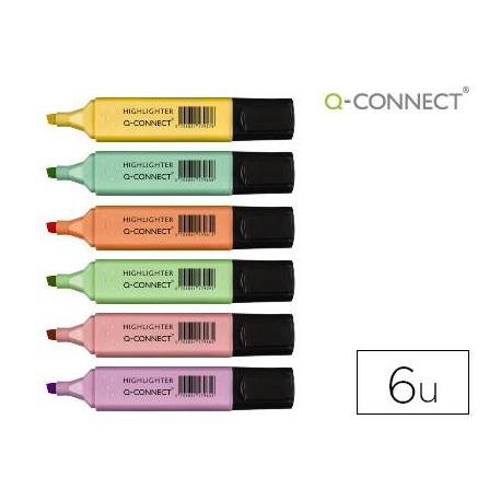 Rotulador Q-Connect Pastel Fluorescente Estuche 6 unidades colores surtidos