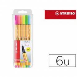 Rotulador Stabilo Point 88 Pack 6 Colores surtidos Neon