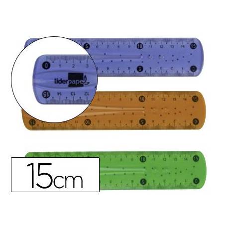 Regla plastico flexible marca Liderpapel 15 cm colores surtidos