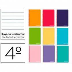 Cuaderno espiral Liderpapel Witty Tamaño cuarto 80H Tapa dura Rayado horizontal 75 g/m2 Con margen Colores surtidos