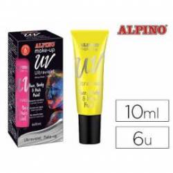 Maquillaje Fluorescente Alpino UV Caja 6 unidades Color Amarillo Tubos 10 ml