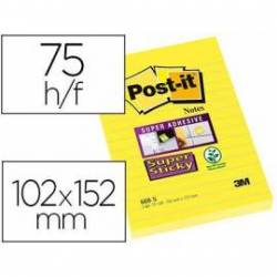 Post it ® Bloc de notas adhesivas Super sticky quita y pon 102x152 mm Amarillo ultra