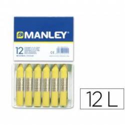 Lapices cera blanda Manley caja 12 unidades amarillo claro