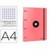 CARPETA CON RECAMBIO LIDERPAPEL ANTARTIK A4 CUADRO 5MM FORRADA 4 ANILLAS 25MM COLOR CORAL