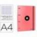 CARPETA CON RECAMBIO LIDERPAPEL ANTARTIK A4 CUADRO 5MM FORRADA 4 ANILLAS 25MM COLOR CORAL