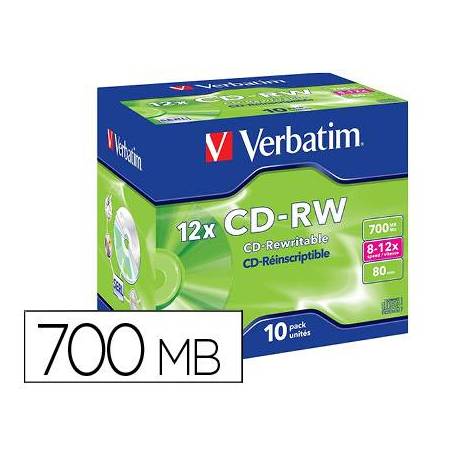 CD-RW VERBATIM Capacidad 700MB 80 min 12x
