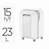 DESTRUCTORA DE DOCUMENTOS FELLOWES LX201 CAPACIDAD DE 15 H SEGURIDAD P5 CLIPS GRAPAS Y TARJETAS 23L BLANCA
