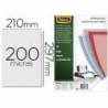 Tapa de Encuadernacion PVC Fellowes DIN A4 Color Transparente Cristal 200 micras pack 100 uds