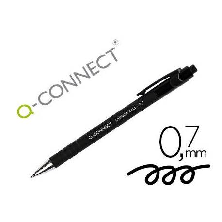 Boligrafo q-connect retractil con grip 0,7 mm negro