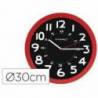 Reloj de pared de Q-Connect rojo 30 cm
