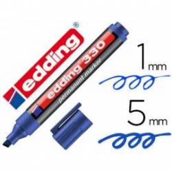 Rotulador permanente Edding 330 color azul punta biselada 1-5mm recargable