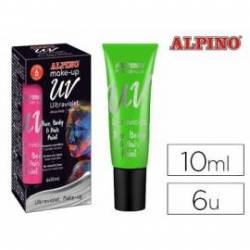 Maquillaje Fluorescente Alpino UV Caja 6 unidades Color Verde Tubos 10 ml