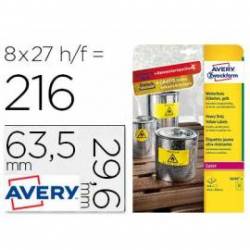 Etiqueta Adhesiva Avery 63,5x29,6 mm Poliester Color Amarillo Caja de 8 hojas