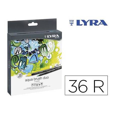 Rotulador Lyra Duo Art Pen Doble punta fina y punta pincel Caja de 36 unidades Colores Surtidos