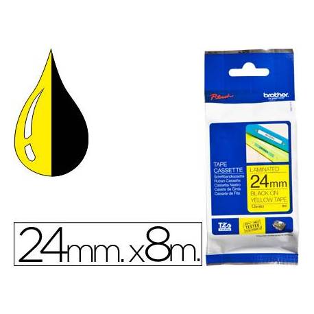 Cinta Brother TZE-651 24mm (ancho) x 8m (largo) laminada amarillo/negro