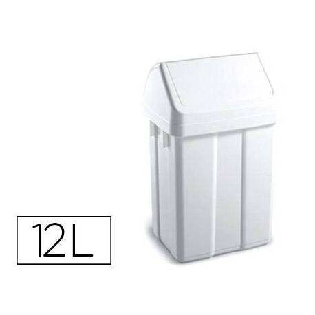 Papelera contenedor TTS Plástico con tapadera 12 L color Blanca