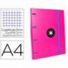 Carpeta con recambio Antartik A4 4 anillas 25 mm de Carton forrado color rosa