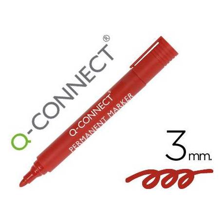 Rotulador Q-Connect punta de fibra permanente 3 mm color rojo