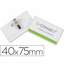 Identificadores Q-Connect con Imperdible y Pinza en PVC 4x7,5 cm