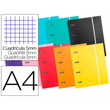 Carpeta con recambio Liderpapel A4 4 anillas 40 mm Cartón forrado Colores surtidos