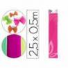 Papel crespon Liderpapel color rosa fluorescente rollo 50x25cm 34g/m2